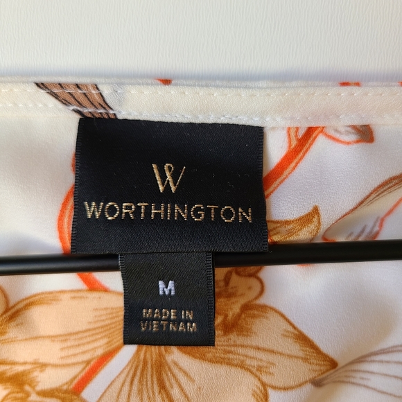 Worthington flutter bellsleeve floral blouse white - Picture 8 of 11